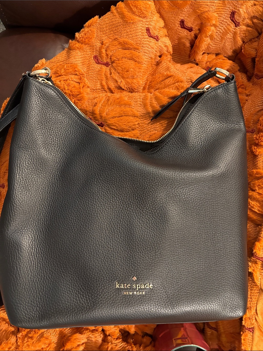 kate spade Black Pebbled Leather Shoulder Hobo